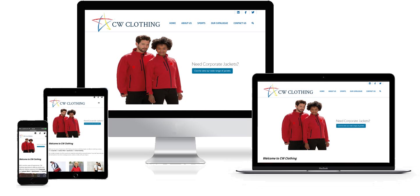 Image and link to CW Clothing Web Site Development