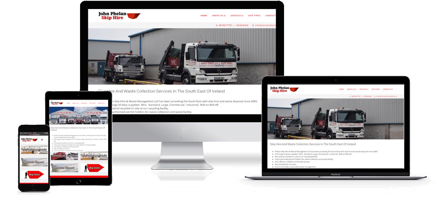 john phelan skip hire website design project image