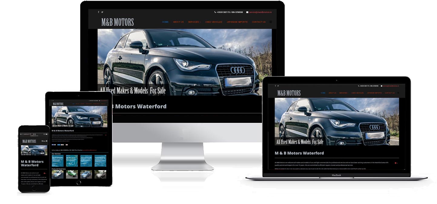 M&B motors website design project image